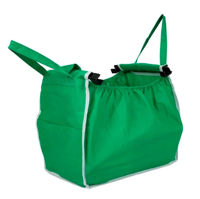 Imagen de Bolsa de TNT reforzado, con clip para carrito, con asas y bolsillo, plegable, pack x2
