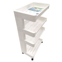 Imagen de Mueble estantería de plástico, 4 estantes bandeja, con ruedas