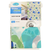 Imagen de Cortina de baño con 12 aros de plástico, de EVA, varios diseños, en bolsa