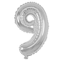 Imagen de Globo metalizado Filippo 32", N°9 plateado, en bolsa