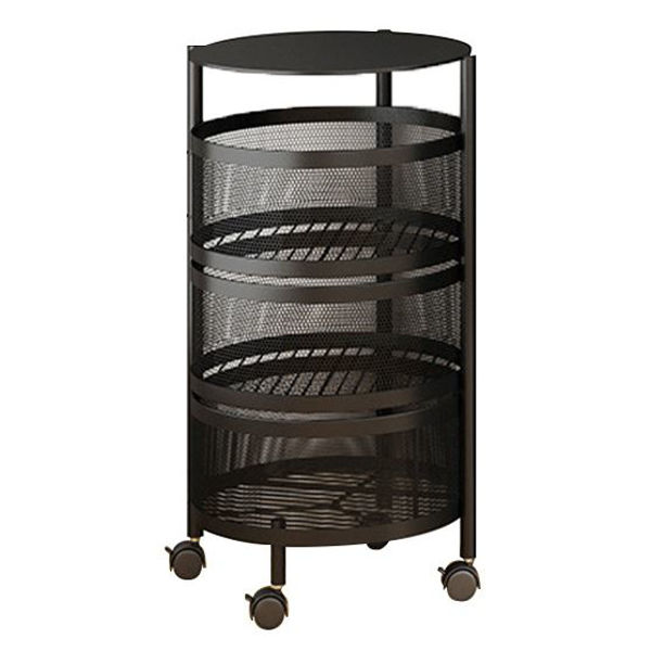 Imagen de Organizador de metal 4 estantes canastos, (2 giratorios), con ruedas, en caja