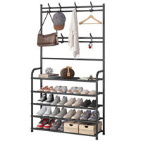 Imagen de Mueble perchero con zapatera de metal, en caja, 2 colores