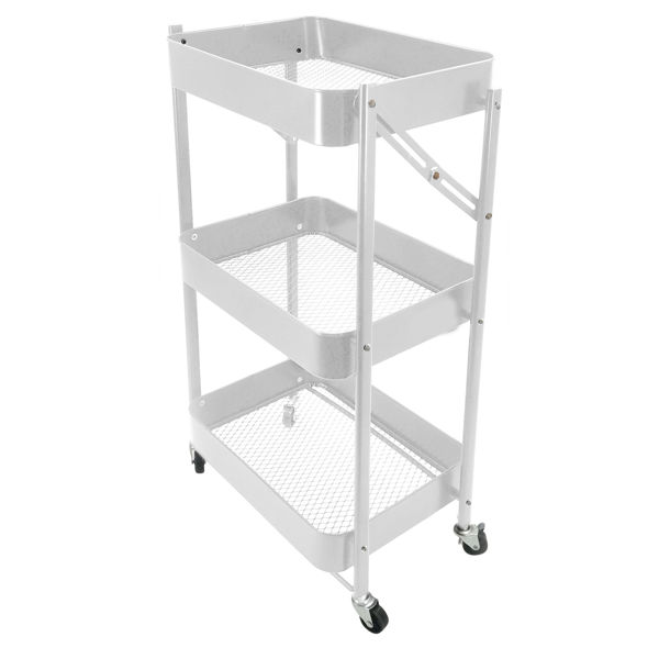 Imagen de Mueble organizador 3 estantes canastos, con ruedas,  BLANCO en caja