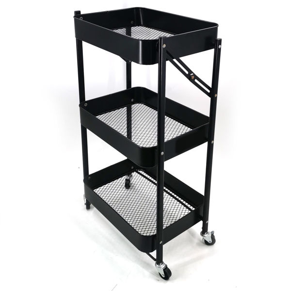 Imagen de Mueble organizador 3 estantes canastos, con ruedas, NEGRO en caja