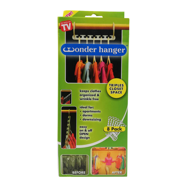 Imagen de Percha, organizadores de plástico para 5 perchas, ideal para ahorrar espacio, 8 unidades, en caja