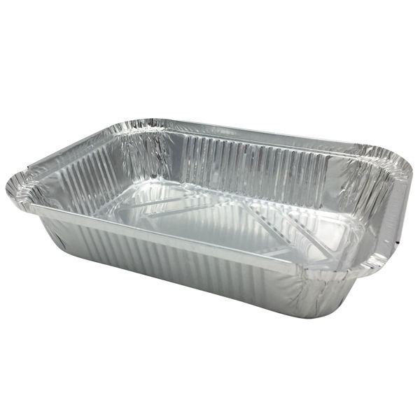 Imagen de Bandeja de papel aluminio rectangular, descartable, con tapa, pack x4