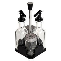 Imagen de Condimentero x4 de vidrio con soporte, en caja