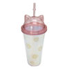 Imagen de Vaso con sorbito, de acrílico 380ml, tapa rosca, en bolsa, varios diseños