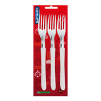 Imagen de Cubiertos tenedor de mesa x3 en blister, acero inoxidable BLANCO, ELEGANCE MARTINAZZO