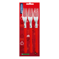 Imagen de Cubiertos tenedor de mesa x3 en blister, acero inoxidable ROJO, ELEGANCE MARTINAZZO