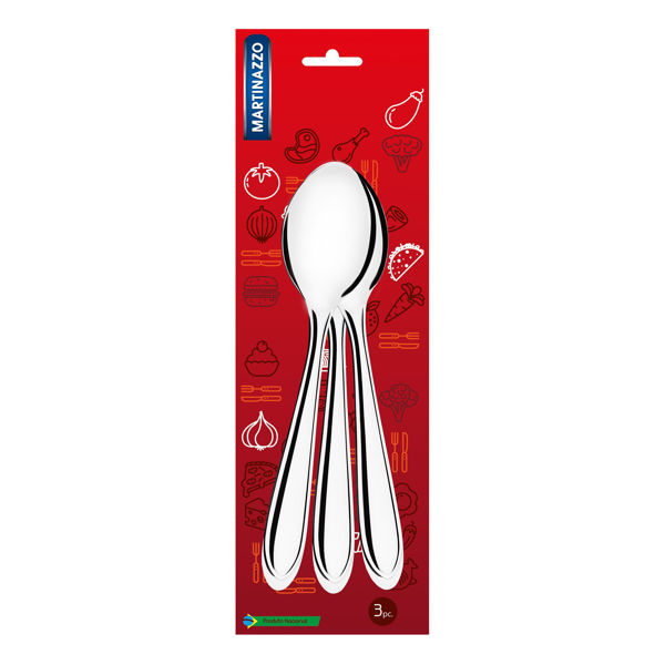 Imagen de Cubiertos cucharas de postre x3 en blister, acero inoxidable, ATUAL MARTINAZZO