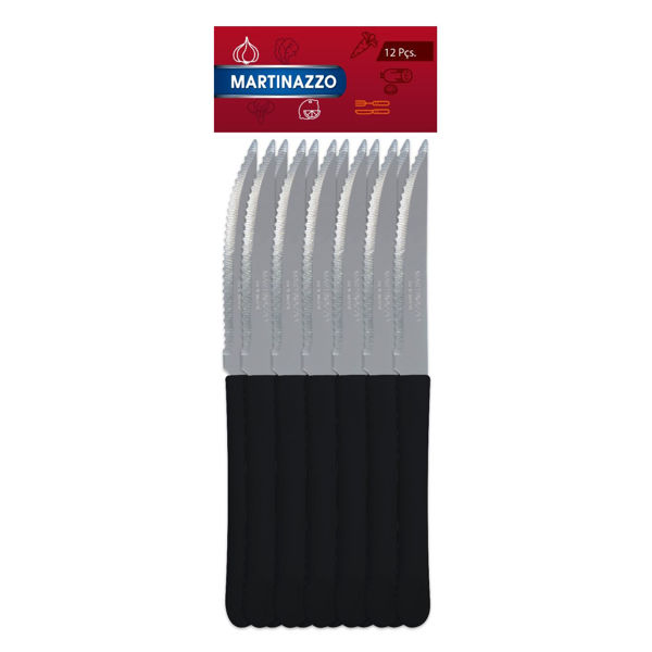 Imagen de Cubiertos cuchillo de mesa x12 en bolsa acero  inoxidable NEGRO, ELEGANCE MARTINAZZO