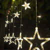 Imagen de Luces led x138 220V, cortina con 12 estrellas luces blancas, con 8 funciones, en caja