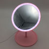Imagen de Espejo móvil con pie 18cm, aro con luz, 28 led, recargable con cable USB, 3 colores, en caja