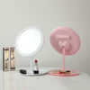 Imagen de Espejo móvil con pie 18cm, aro con luz, 28 led, recargable con cable USB, 3 colores, en caja