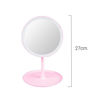 Imagen de Espejo móvil con pie 18cm, aro con luz, 28 led, recargable con cable USB, 3 colores, en caja