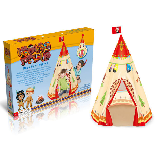Imagen de Casita carpa para niños, diseño indios de PVC 12 pelotas, en caja