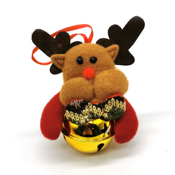 Imagen de Adorno navideño de tela con cascabel, varios diseños, PACK x12