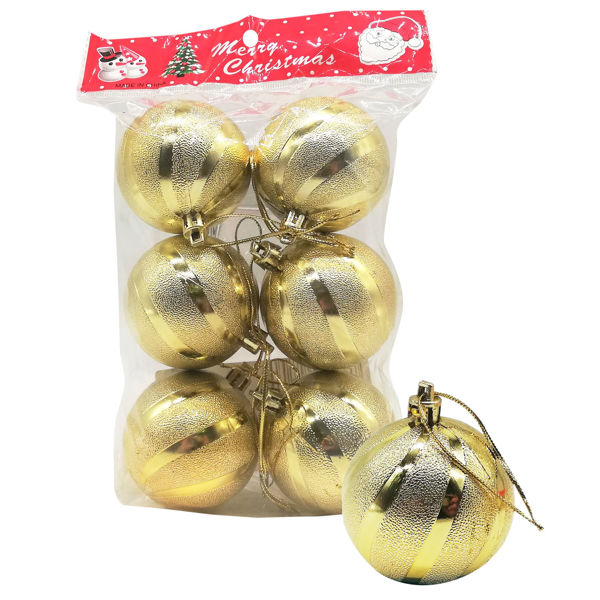 Imagen de Bolas navideñas x6 5cm textura en bolsa, doradas