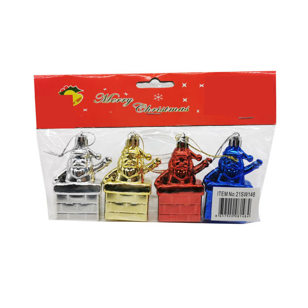 Imagen de Adorno navideño Papá Noel x4 en bolsa