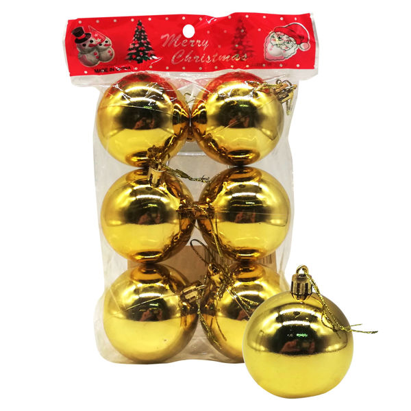 Imagen de Bolas navideñas x6, 5cm lisas doradas, en bolsa