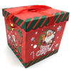 Imagen de Caja cuadrada con tapa, diseño navideño, con asa de cintas