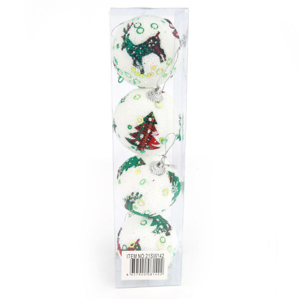 Imagen de Bolas navideñas x4 5cm, con diseño, en caja de mica