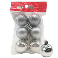 Imagen de Bolas navideñas x6 3cm, 3 texturas, en bolsa plateadas