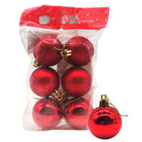 Imagen de Bolas navideñas x6 3cm, 3 texturas, en bolsa rojo