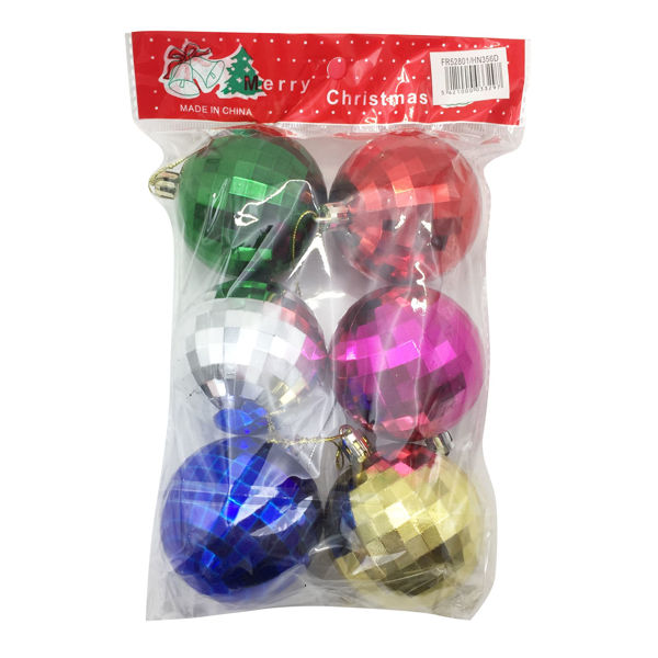 Imagen de Bolas navideñas x6 5.5cm, con textura, en bolsa colores surtidos
