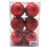 Imagen de Bolas navideñas x12 5cm 3 texturas, en caja de mica rojo