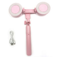 Imagen de Aro de luz 12 LED doble, con trípode extensible, adaptador para celular, 2 colores