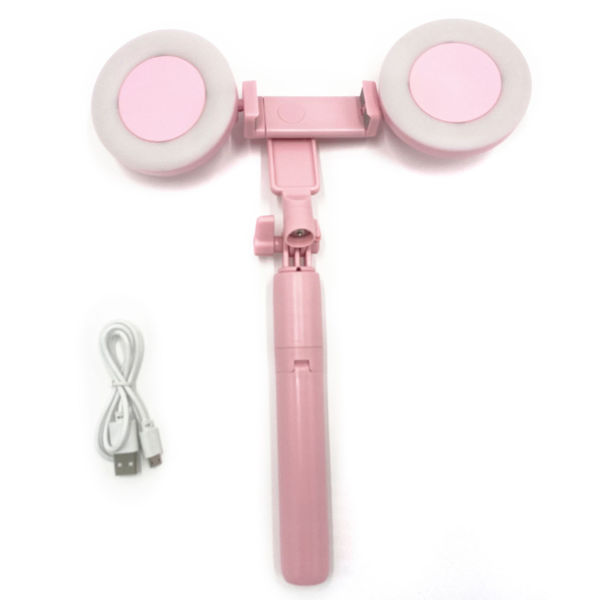 Imagen de Aro de luz 12 LED doble, con trípode extensible, adaptador para celular, 2 colores