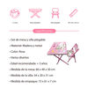 Imagen de Mesa y silla plegable, madera y metal ROSADO, varios diseños en caja