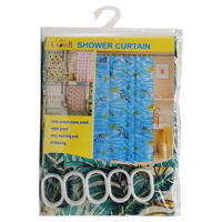 Imagen de Cortina de baño con 12 aros de plástico, de poliéster, varios diseños, en bolsa