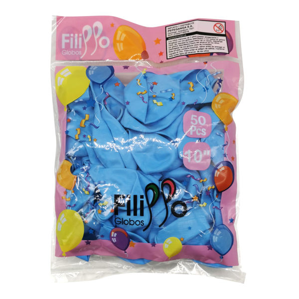 Imagen de Globo 10" FILIPPO celeste, bolsa x50