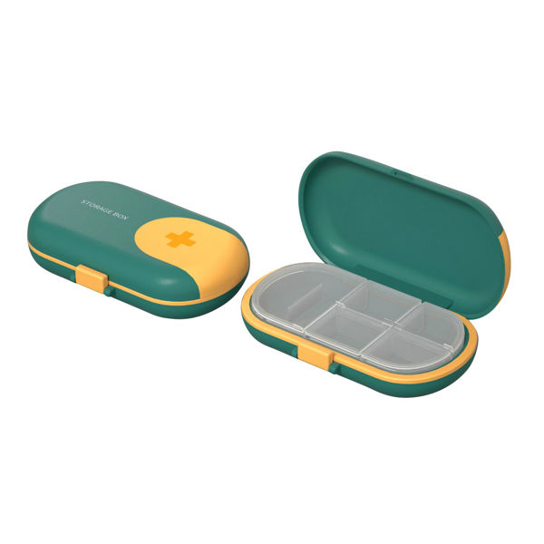 Imagen de Pastillero con corta pastillas, 5 reparticiones en bolsa, varios colores
