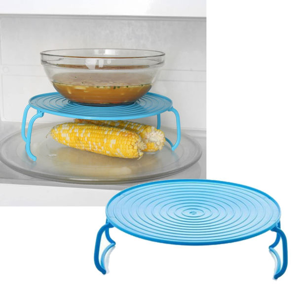 Imagen de Bandeja tapa estante patas plegable para microondas, varios colores