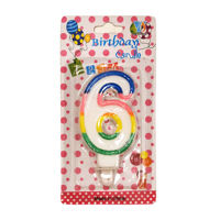 Imagen de Velita borde multicolor, Nº6 en blister CAJAx12