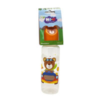 Imagen de Mamadera de plástico, 250ml tetina anatómica tapa con diseño, en cartón, MI-K, varios diseños
