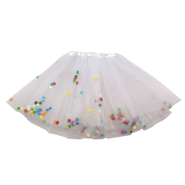 Imagen de Disfraz pollera de tul, con 20 leds y pompones, en bolsa varios colores