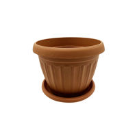 Imagen de Maceta de plástico redonda, 18cm, con plato