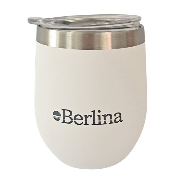 Imagen de Mate con tapa 220ml Berlina BLANCO, doble pared de acero inoxidable en caja