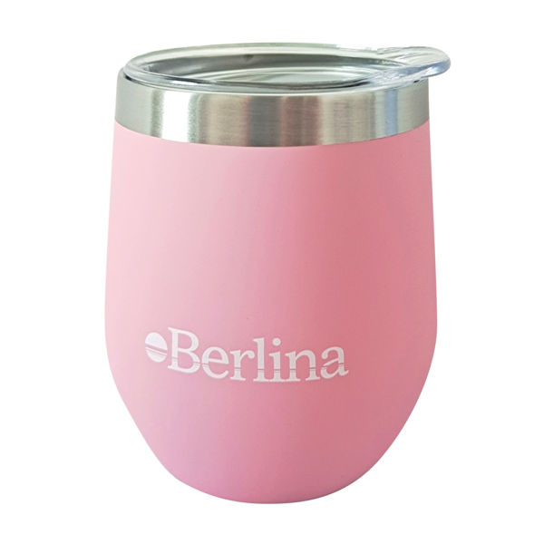 Imagen de Mate con tapa 220ml Berlina ROSADO, doble pared de acero inoxidable en caja