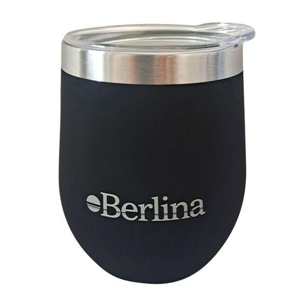 Imagen de Mate con tapa 220ml Berlina NEGRO, doble pared de acero inoxidable en caja