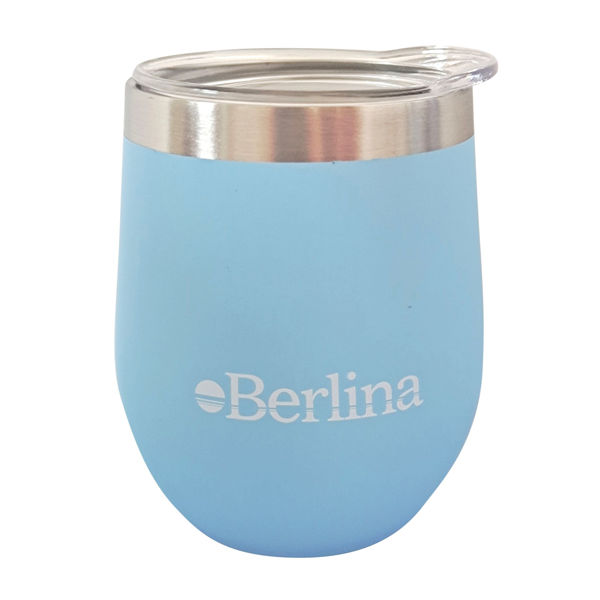 Imagen de Mate con tapa 220ml Berlina CELESTE, doble pared de acero inoxidable en caja