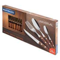 Imagen de Cubiertos juego x24 acero inox en caja mango de madera, UNIVERSAL MARTINAZZO