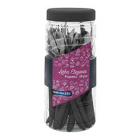 Imagen de Cubiertos juego x24 acero inox en pote plástico NEGRO, ELEGANCE MARTINAZZO
