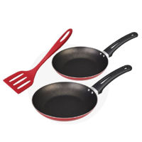 Imagen de Sartén antiadherente x2 con espátula 24cm ROJO, TROPICOS MARTINAZZO