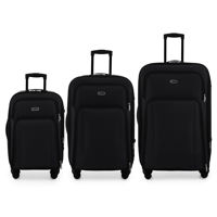 Imagen de Valijas Berlina x3 NEGRO, semi rígidas, ruedas omnidireccionales, 360, fuelle 5cm, manija telescópica, tranca numérica, 2 bolsillos exteriores, correa para ajustar ropa, bolsillo interior con cierre, color negro
